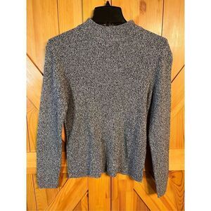 Jennifer Moore Size Large Knit Sweater Top Long Sleeves Mock Neck Charcoal (2366